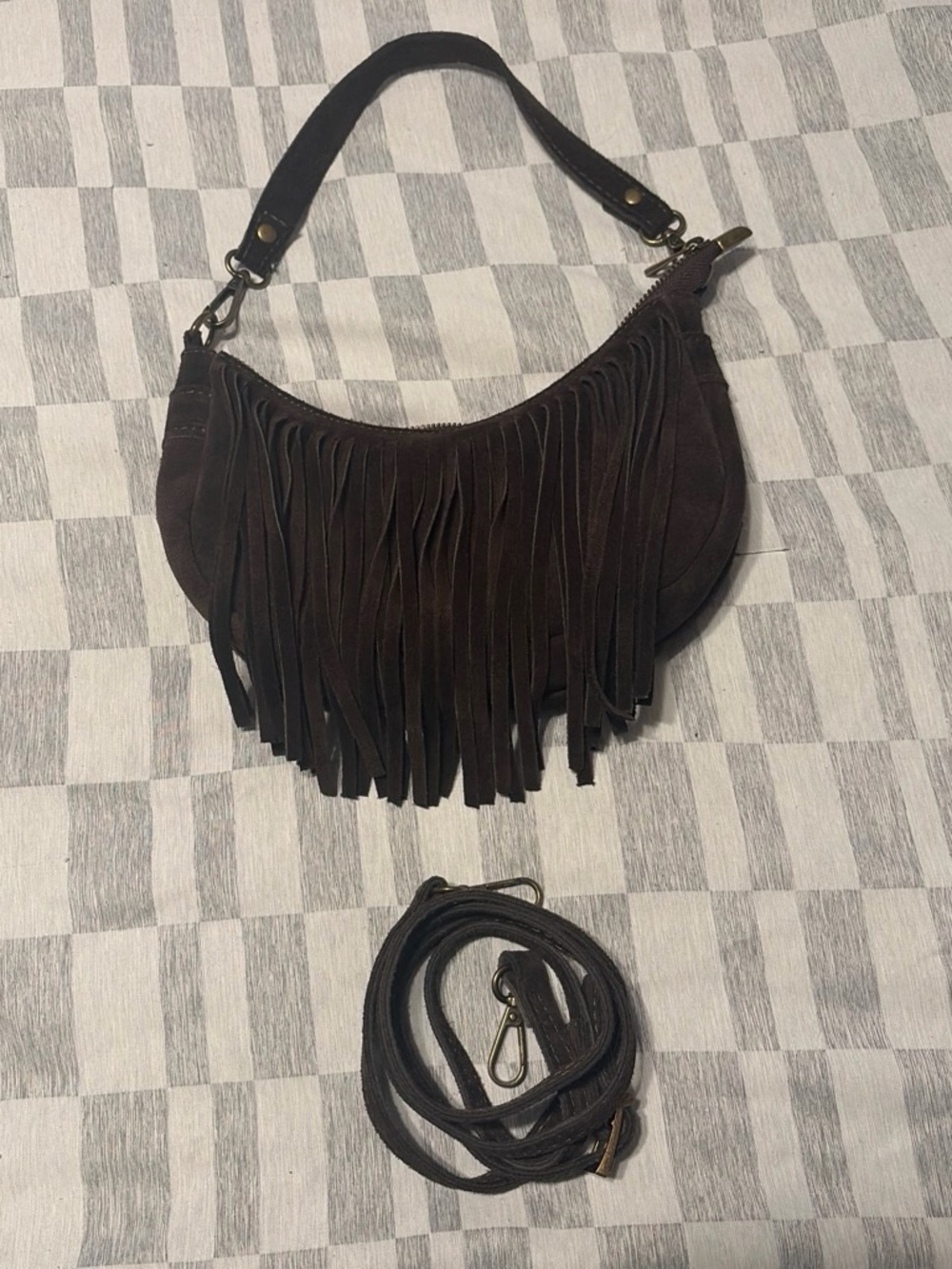 Marlon authentic suede fringe handbag